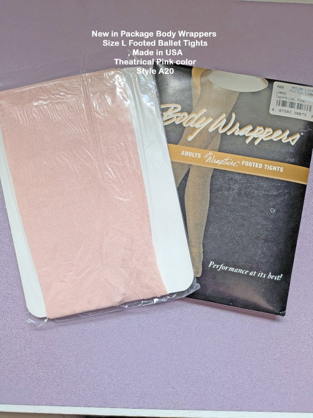 New in Package Body Wrappers Sz L Footed Ballet Tights Made USA, Theatrical Pink